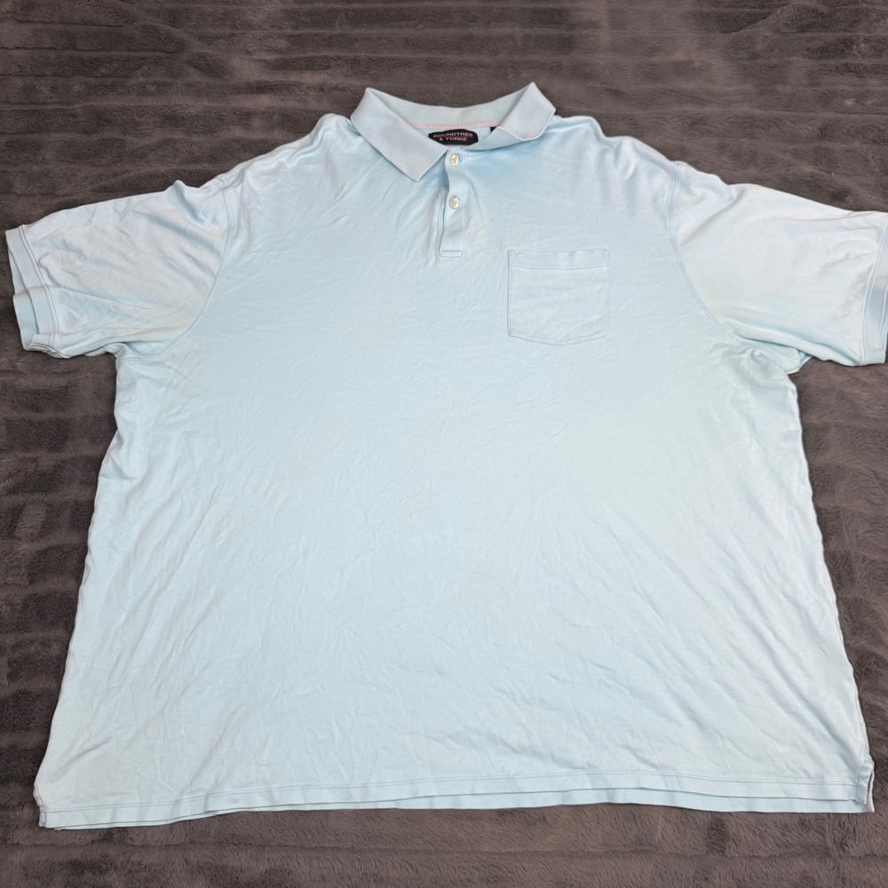 Roundtree & Yorke Mens 2XT Light Blue Supima Cotton Short Sleeve Polo Shirt